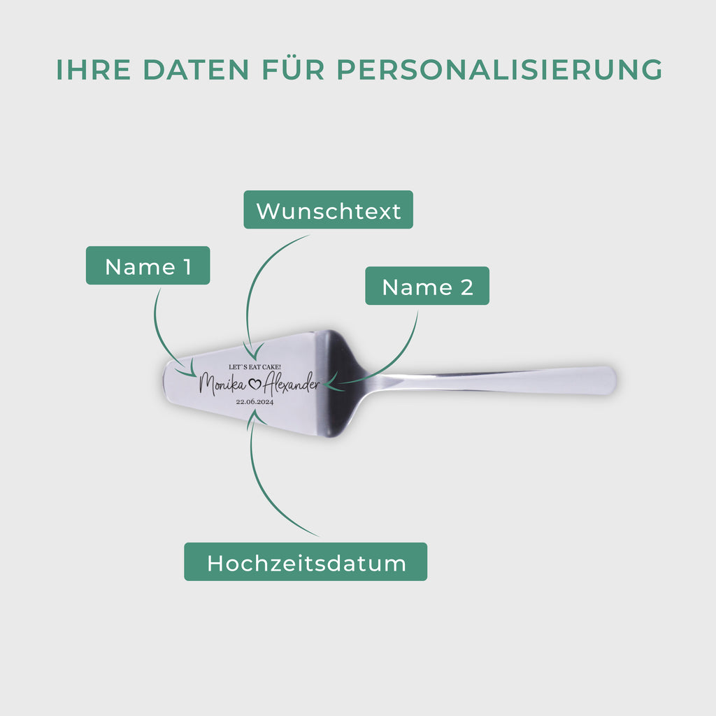 Tortenheber mit Gravur zur Hochzeit - Kuchenheber Personalisiert als Geschenke - Wunschtext - Image 3