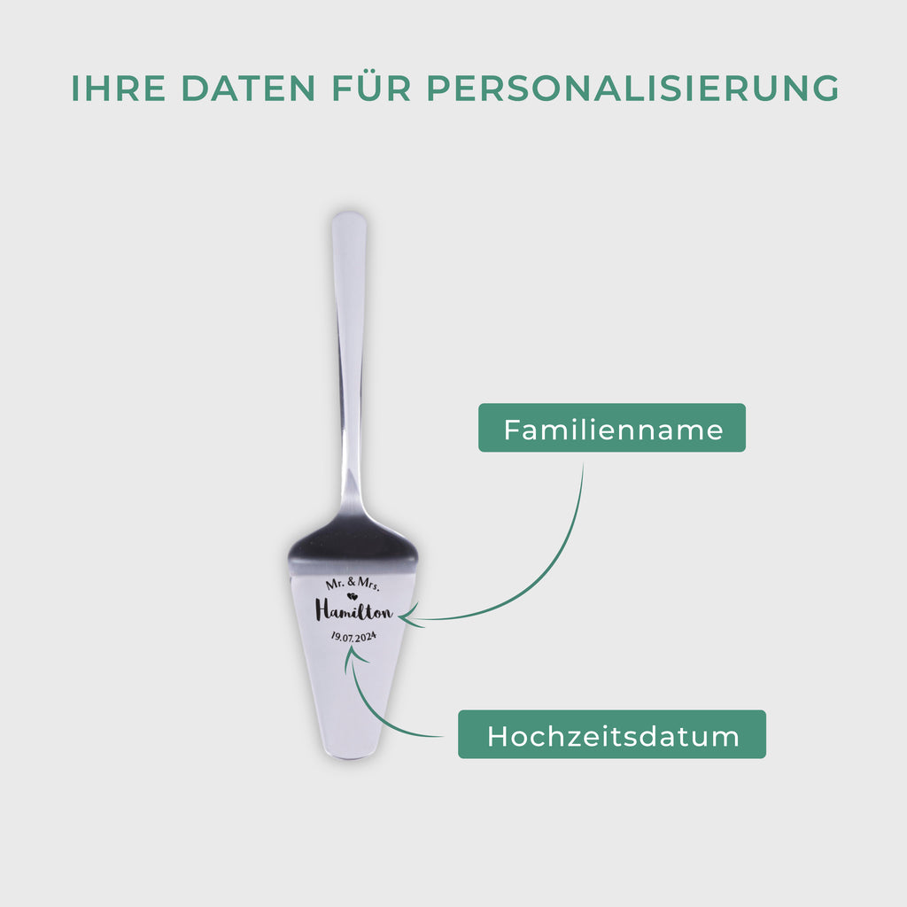 Tortenheber mit Gravur zur Hochzeit - Kuchenheber Personalisiert als Geschenke - Mr & Mrs Motiv - Image 3