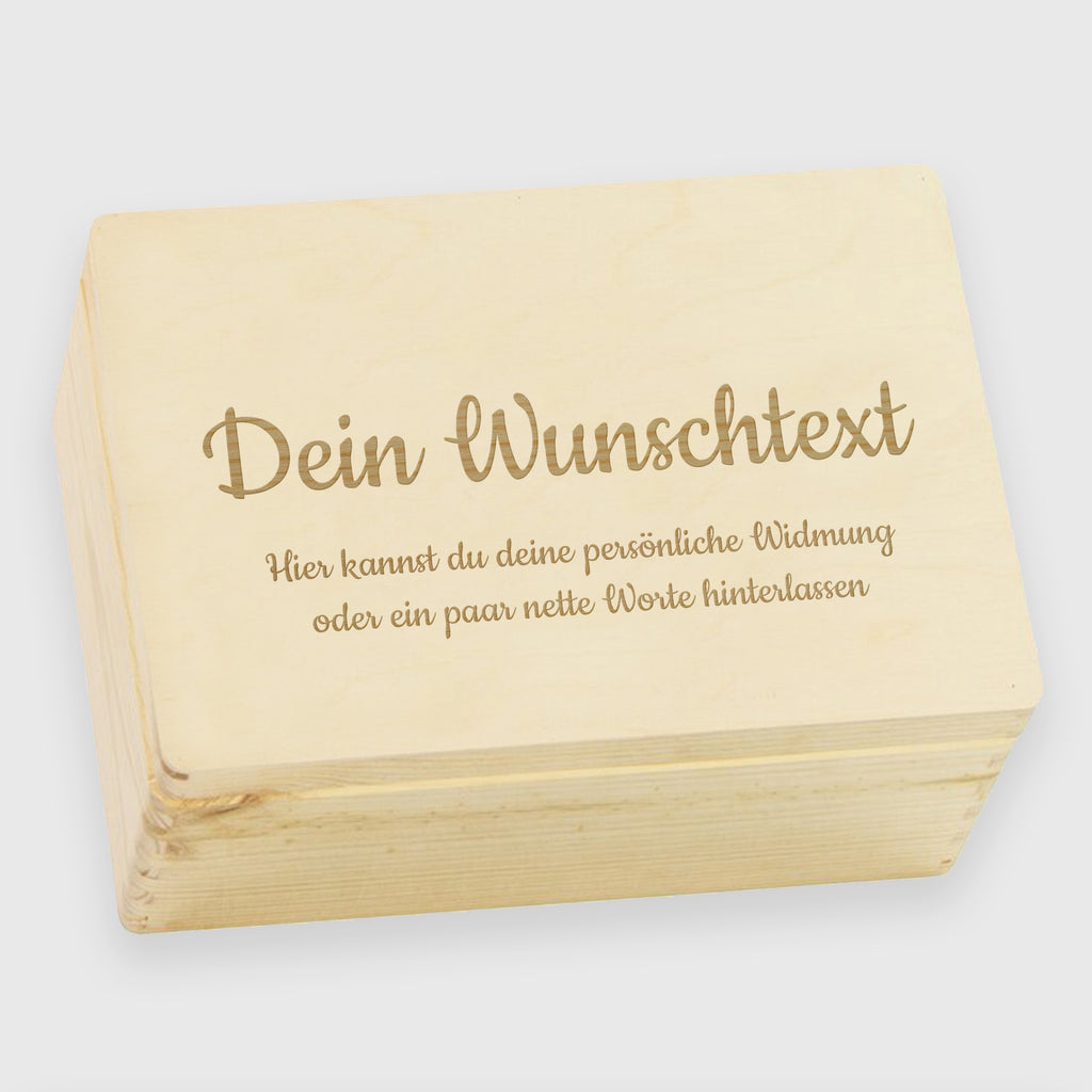 Erinnerungsbox Personalisiert mit Wunschtext Gravur - Geschenkkiste & Holzbox | Natur Holz Kiste FSC® - Holzkiste mit Deckel & Wunschgravur.