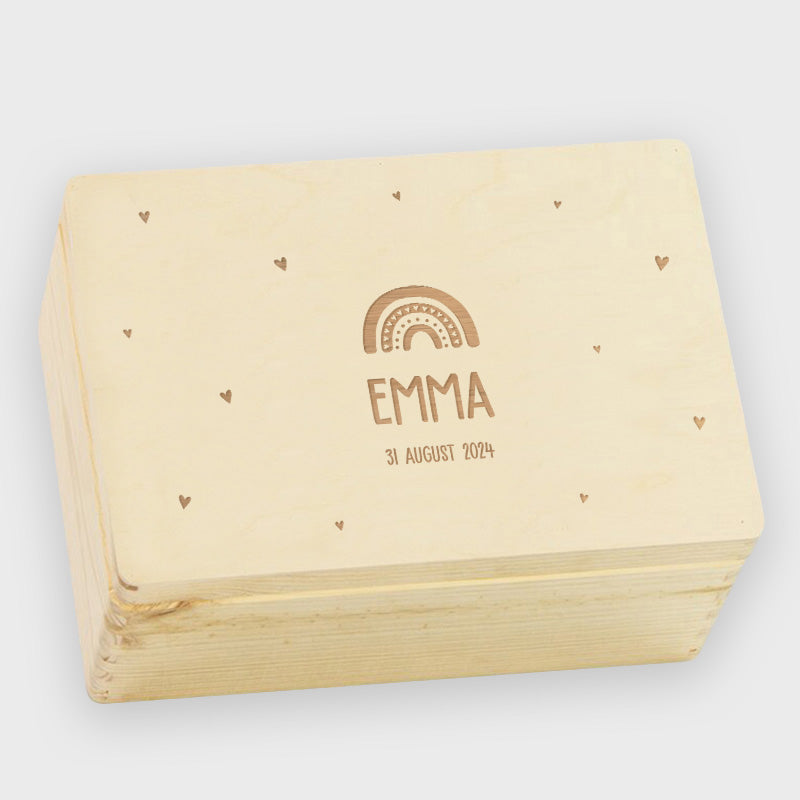 Baby Geschenk Erinnerungsbox (Regenbogen & Herzen), Natur - image 11