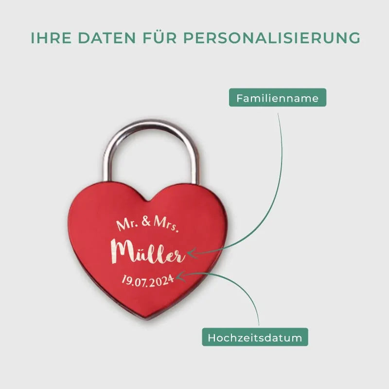 Liebesschloss mit Gravur & Schlüssel - Mr & Mrs - Image 3