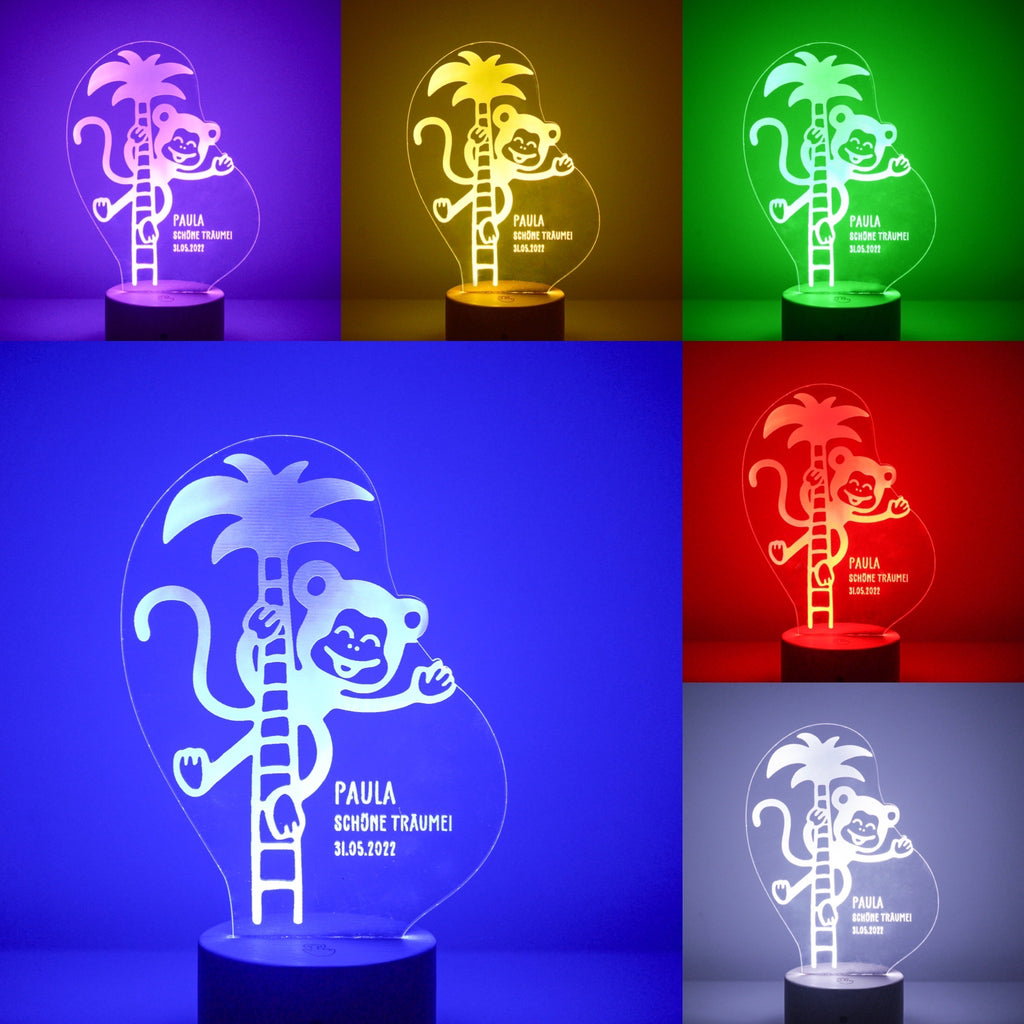LED Kinder Nachtlicht - Personalisiert - Schlummerlicht Baby mit Namen - Affe 3D Lampe - Image 2