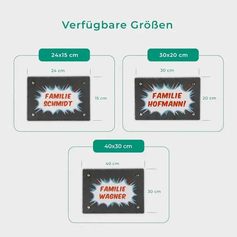 Türschild Personalisiert - Druck mit Familienname - Hausschild Comic Farbmotiv - Image 3