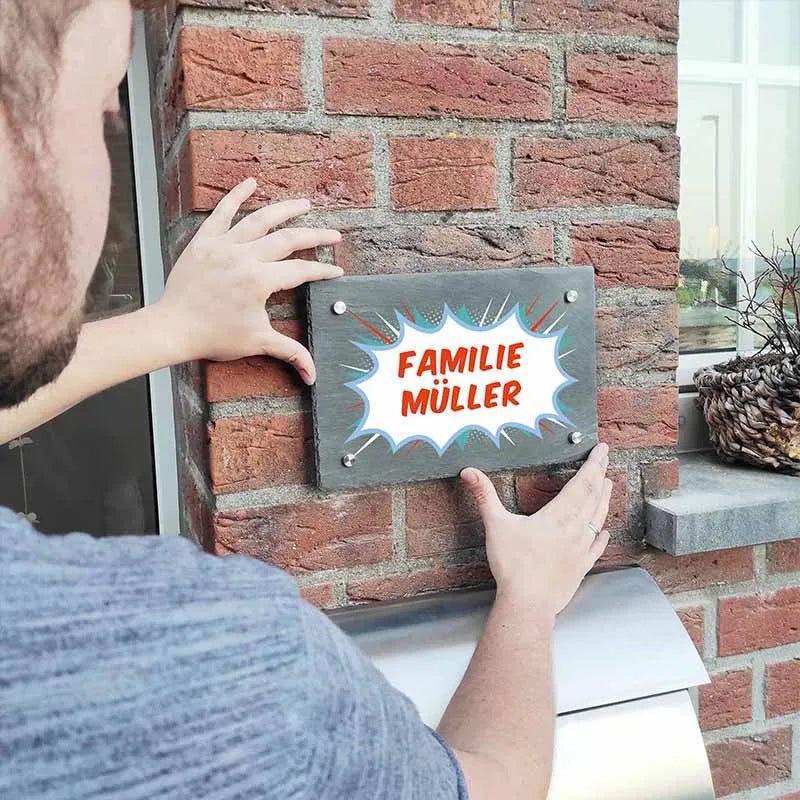Türschild Personalisiert - Druck mit Familienname - Hausschild Comic Farbmotiv - Image 4