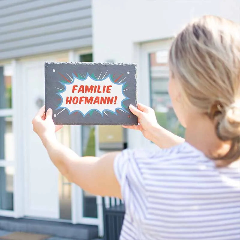 Türschild Personalisiert - Druck mit Familienname - Hausschild Comic Farbmotiv - Image 7