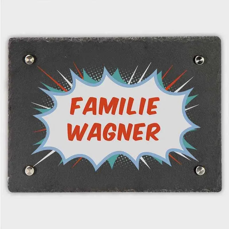 Türschild Personalisiert - Druck mit Familienname - Hausschild Comic Farbmotiv - Image 9