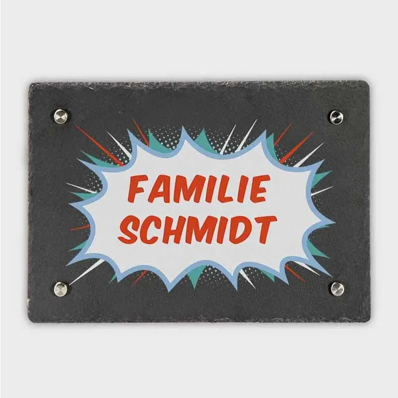 Türschild Personalisiert - Druck mit Familienname - Hausschild Comic Farbmotiv - Image 8
