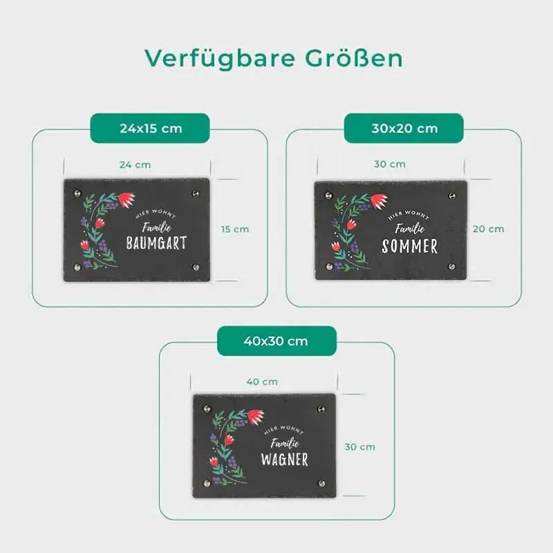 Türschild Personalisiert - Druck mit Familienname - Hausschild Tulpen Farbmotiv - Image 3