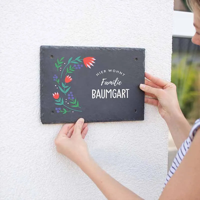 Türschild Personalisiert - Druck mit Familienname - Hausschild Tulpen Farbmotiv - Image 6