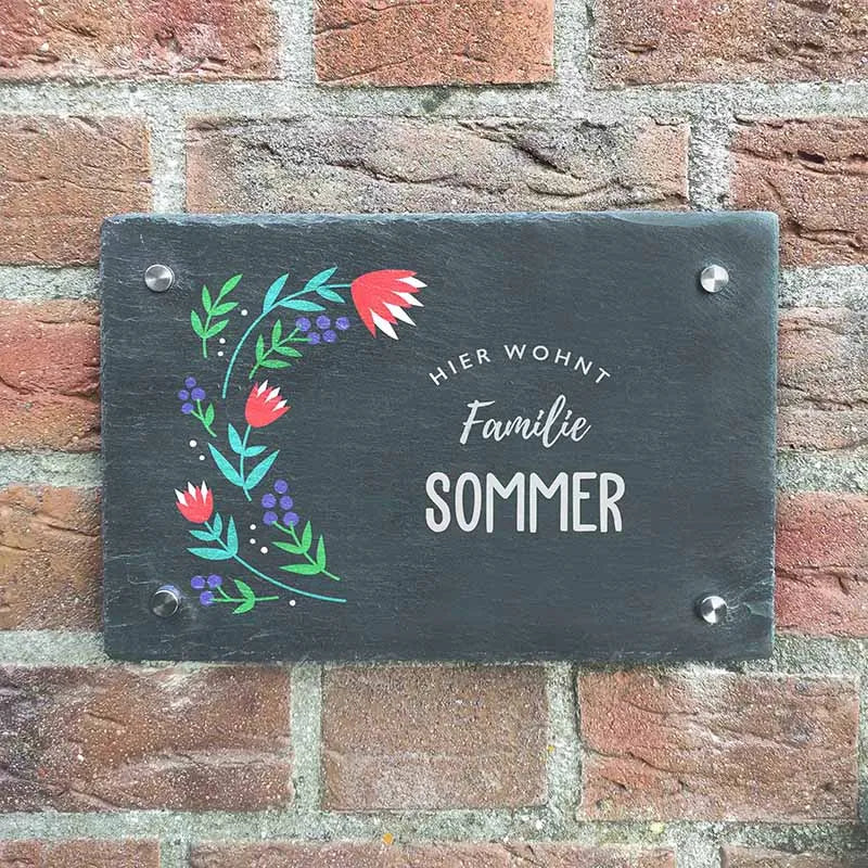 Türschild Personalisiert - Druck mit Familienname - Hausschild Tulpen Farbmotiv - Image 7