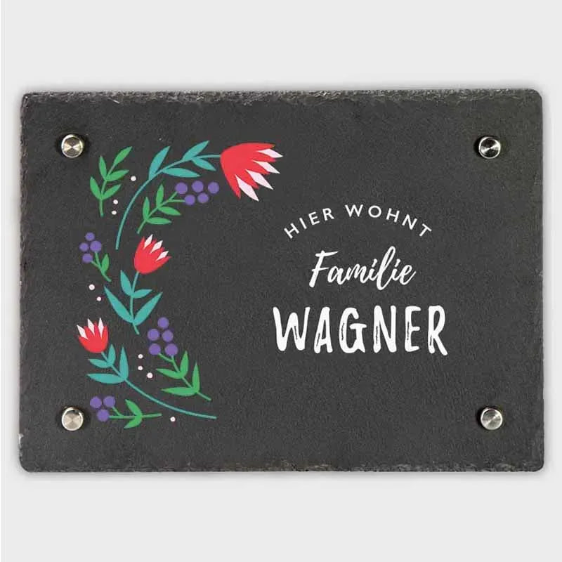Türschild Personalisiert - Druck mit Familienname - Hausschild Tulpen Farbmotiv - Image 9