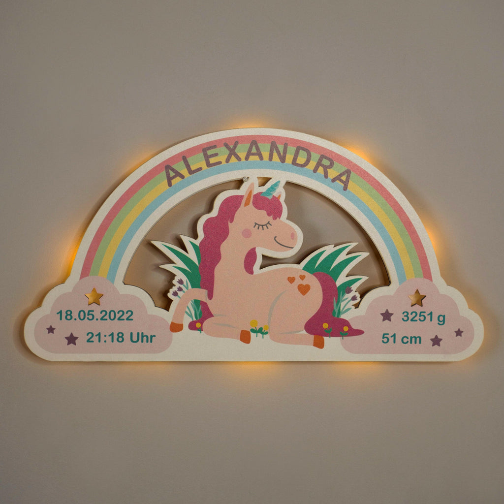 Schlummerlicht Baby mit Namen - Kinder Nachtlicht Personalisiert - Einhorn - Image 1
