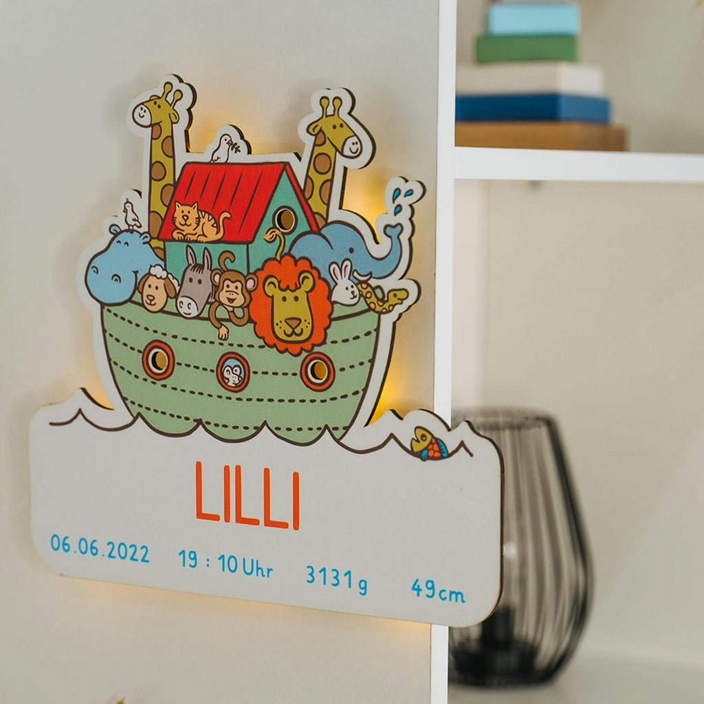 Schlummerlicht Baby mit Namen - Kinder Nachtlicht Personalisiert - Arche Noah - Image 2