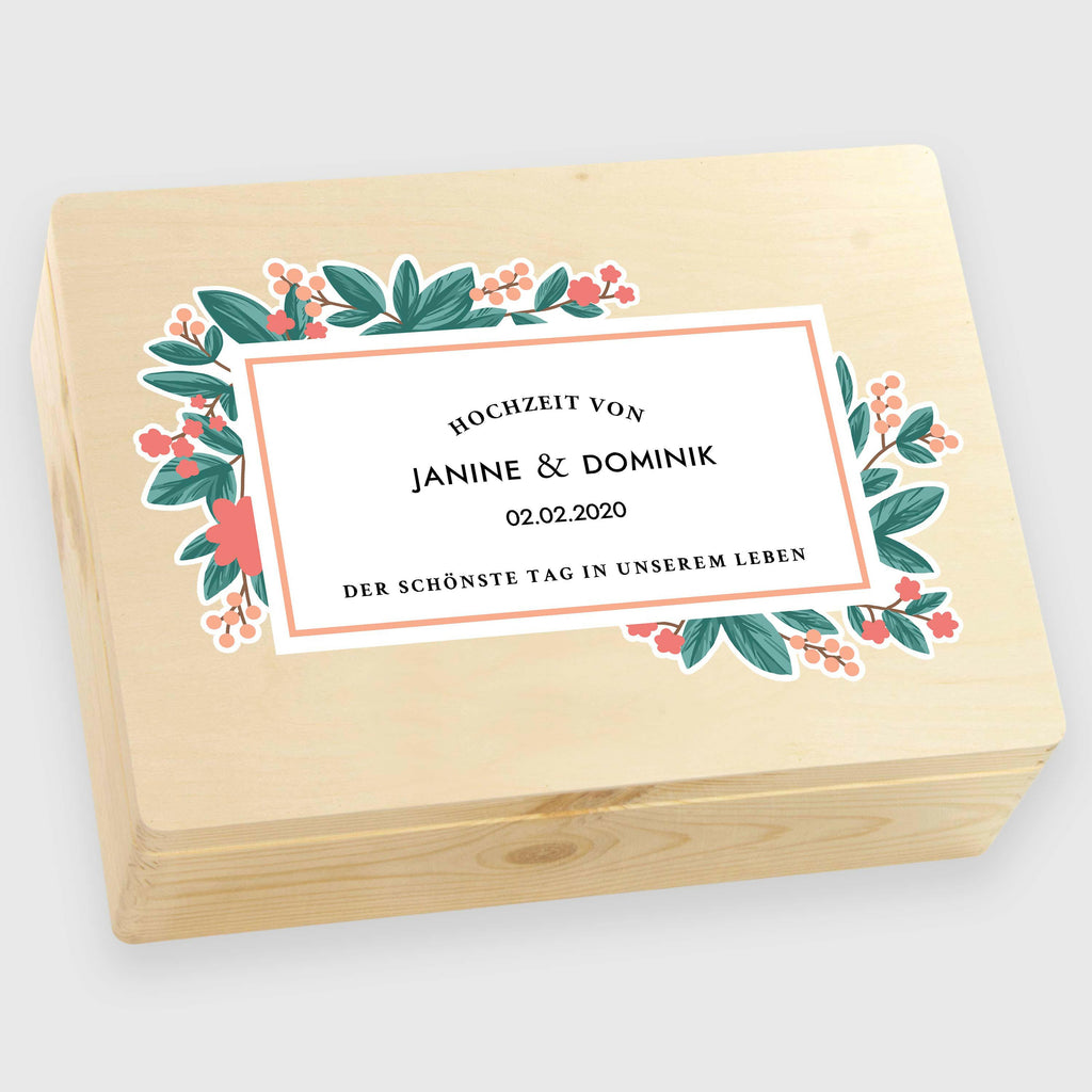 Geschenkbox zur Hochzeit - Personalisiert - Beeren Motiv - Natur.