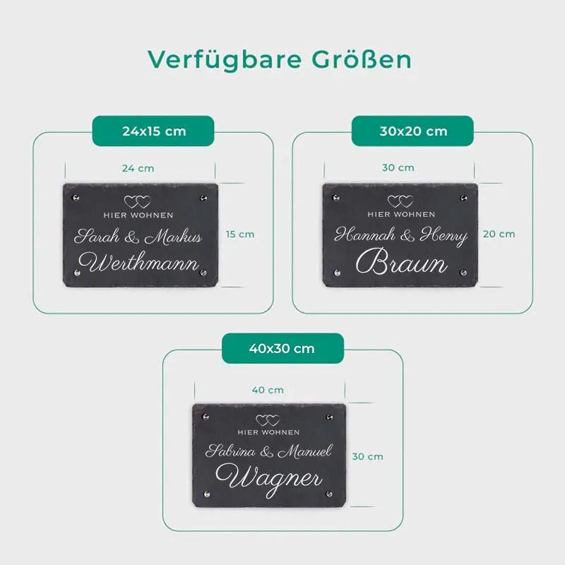 Türschild Personalisiert - Druck mit Name & Familie - Hausschild Herzen - Image 3