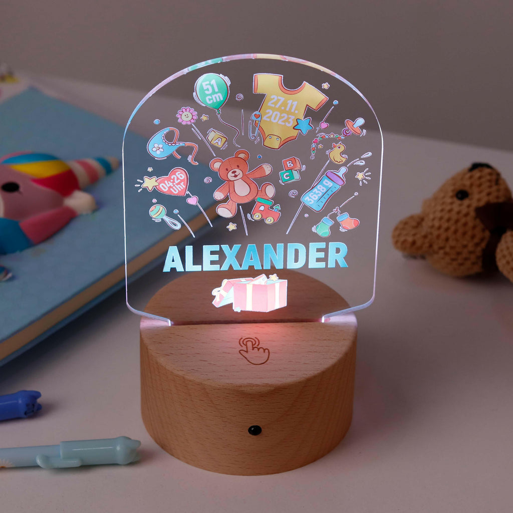 LED Kinder Nachtlicht - Personalisiert - Schlummerlicht Baby mit Namen - Geschenkbox 3D Lampe - Image 2