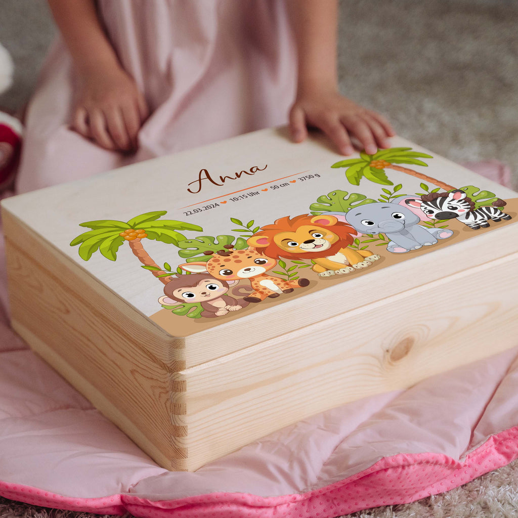 Erinnerungsbox für Baby - Safari - Holzkiste zur Geburt - Natur, FSC® - Image 12