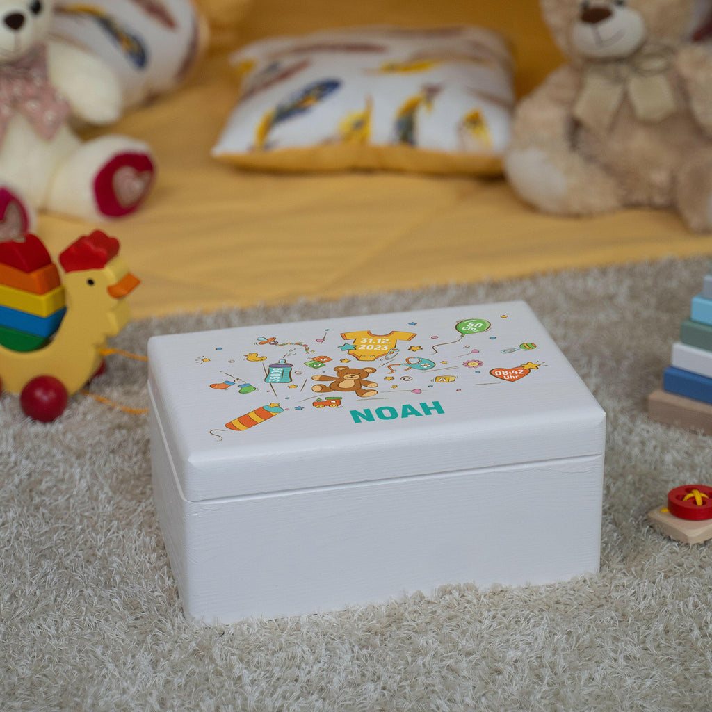 Erinnerungsbox für Baby - Knallbonbon - Holzkiste zur Geburt - Weiß, FSC® - Image 11