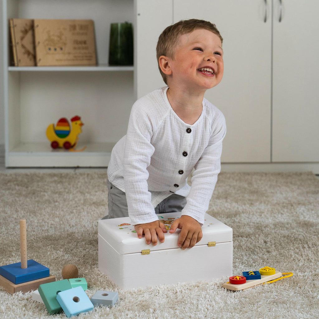 Erinnerungsbox für Baby - Knallbonbon - Holzkiste zur Geburt - Weiß, FSC® - Image 8