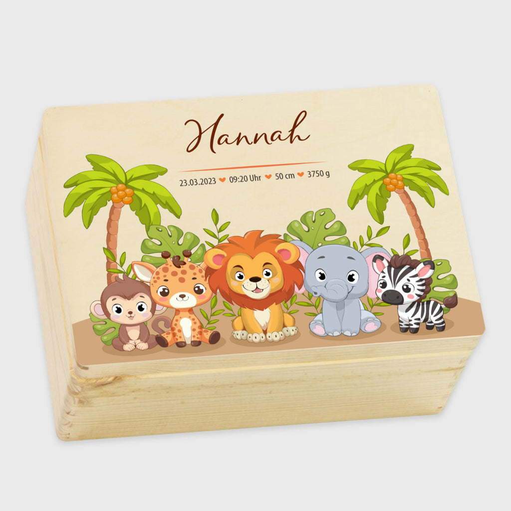Erinnerungsbox für Baby - Safari - Holzkiste zur Geburt - Natur, FSC® - Image 13
