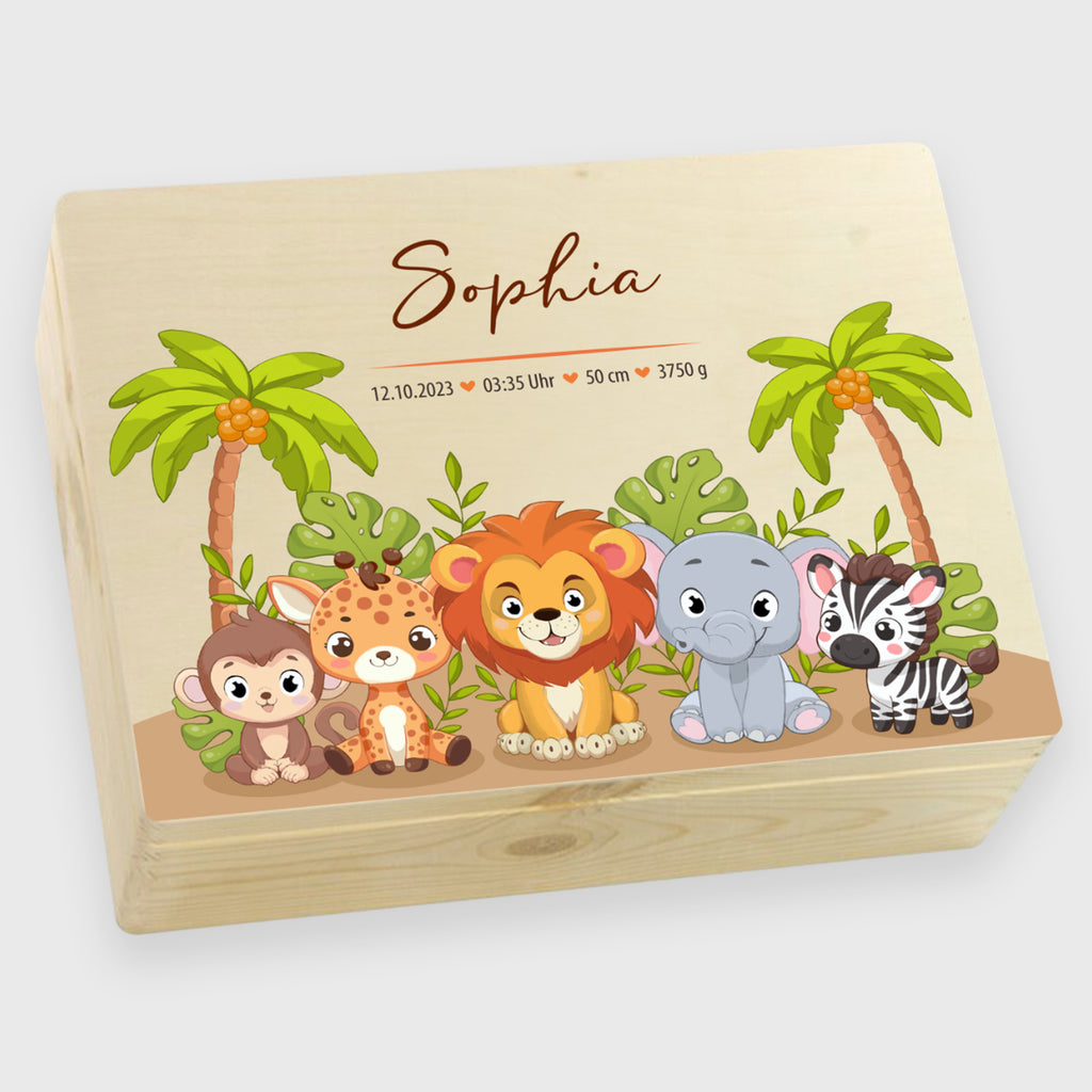 Erinnerungsbox für Baby - Safari - Holzkiste zur Geburt - Natur, FSC® - Image 14
