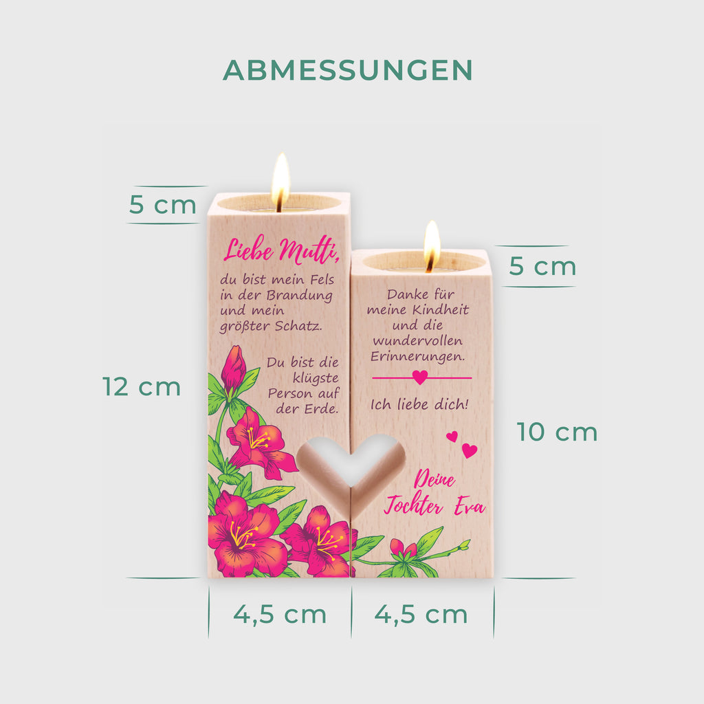 Personalisierter Kerzenständer für Mama - Bunte Blumen, FSC® - Image 5