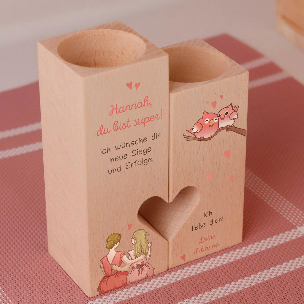 Personalisierter Kerzenständer für Mama - Vögel, FSC® - Image 6