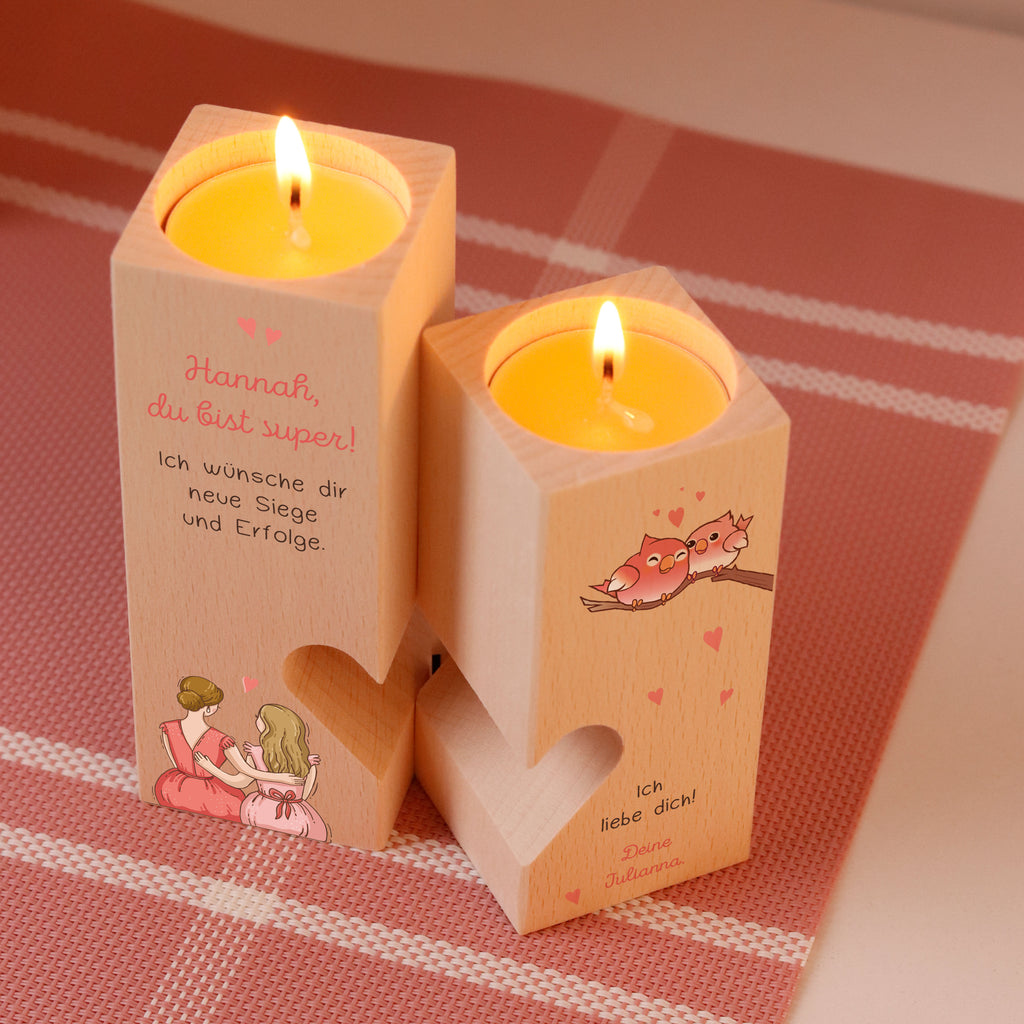 Personalisierter Kerzenständer für Mama - Vögel, FSC® - Image 8