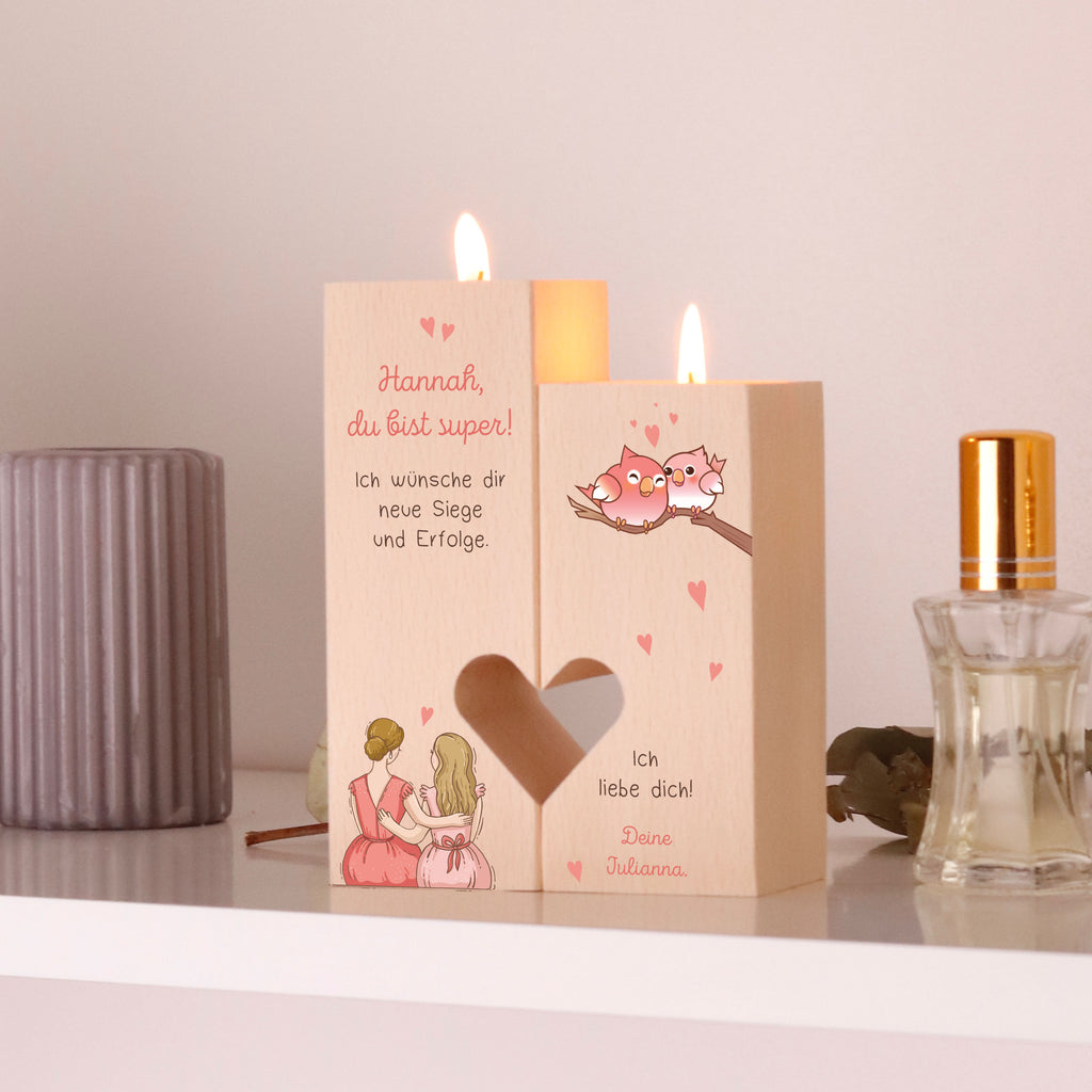 Personalisierter Kerzenständer für Mama - Vögel, FSC® - Image 9