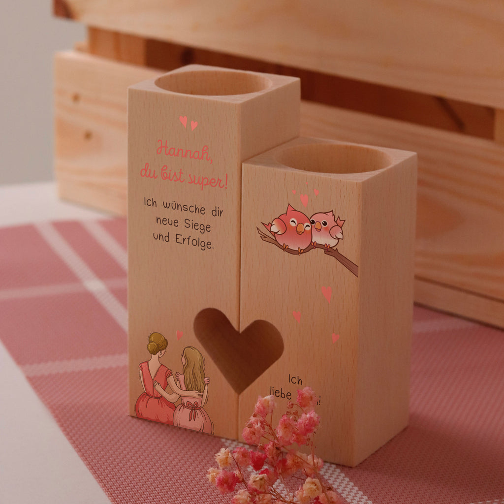 Personalisierter Kerzenständer für Mama - Vögel, FSC® - Image 10