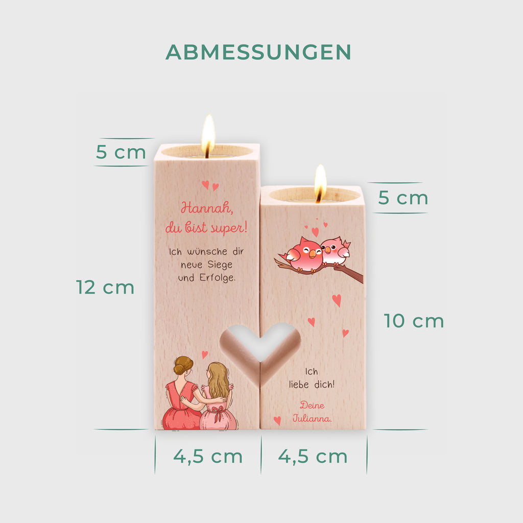 Personalisierter Kerzenständer für Mama - Vögel, FSC® - Image 5