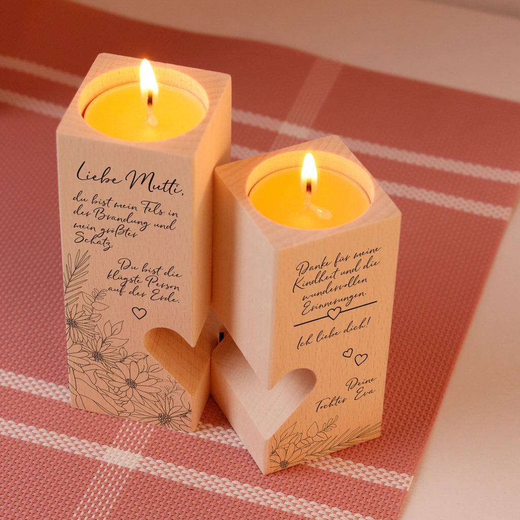Personalisierter Kerzenständer für Mama - Blumen, FSC® - Image 8