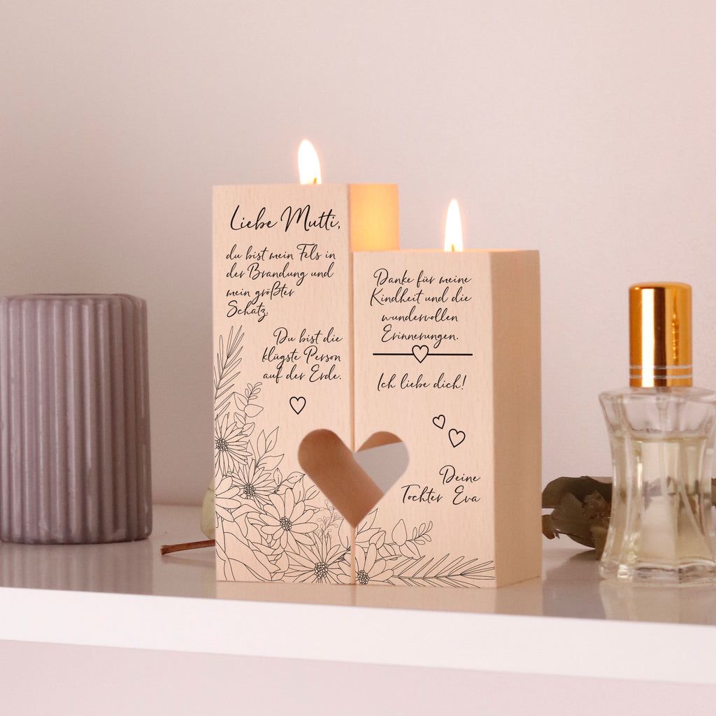 Personalisierter Kerzenständer für Mama - Blumen, FSC® - Image 9