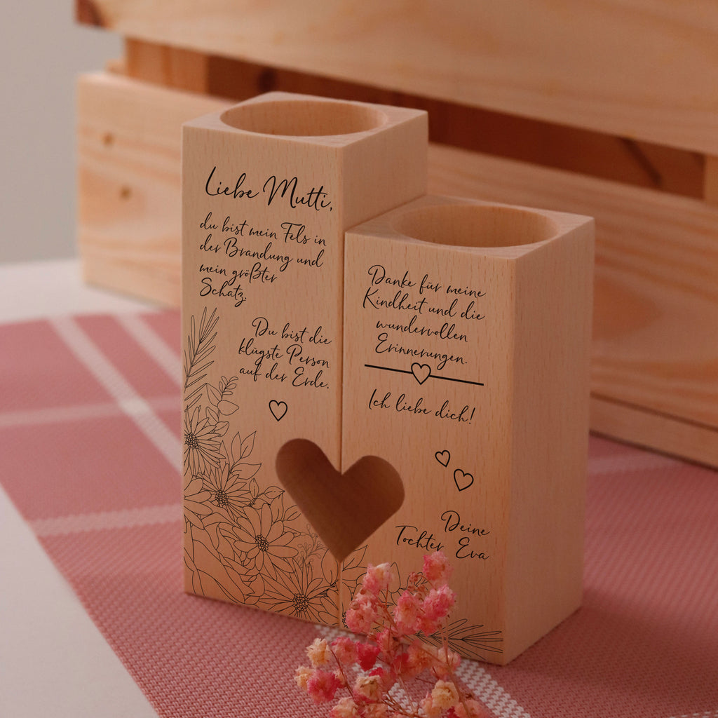 Personalisierter Kerzenständer für Mama - Blumen, FSC® - Image 10