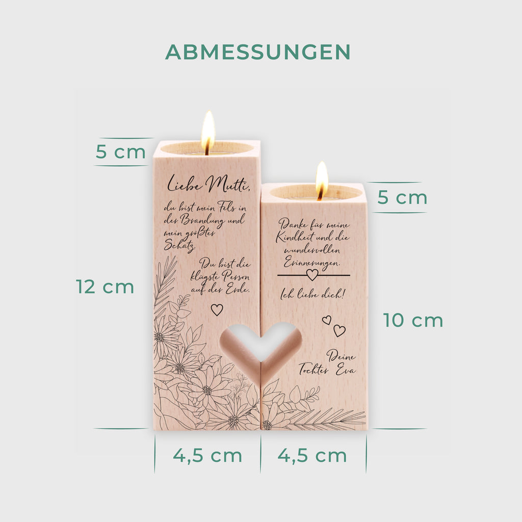 Personalisierter Kerzenständer für Mama - Blumen, FSC® - Image 5