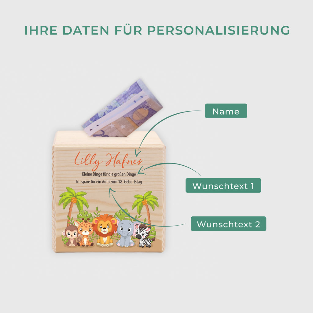 Kinder Spardose Personalisiert mit Namen - Safari - Image 3