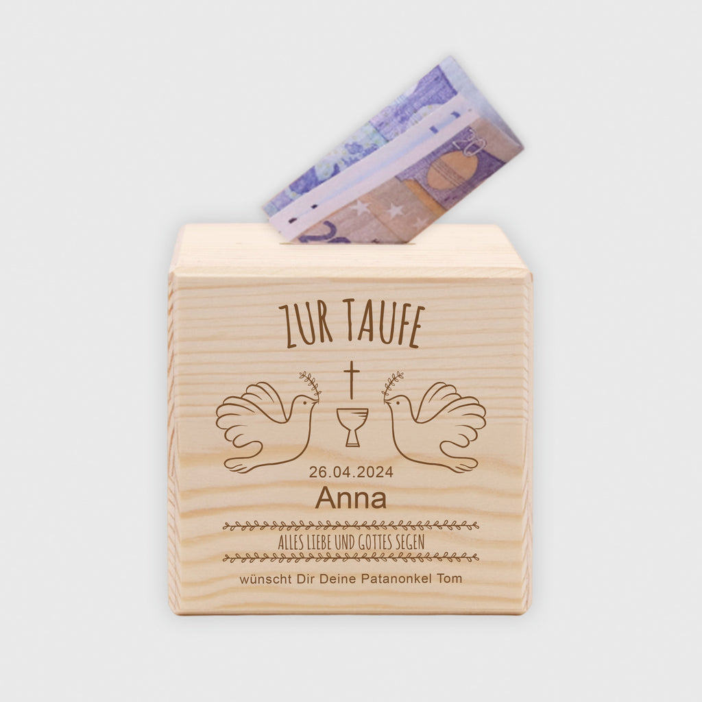 Kinder Spardose Personalisiert mit Namen - Tauben - Image 1