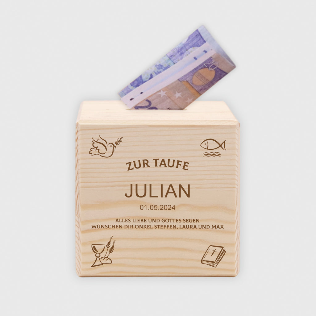 Kinder Spardose Personalisiert mit Namen - Kirchen Symbole, Natur - Image 1