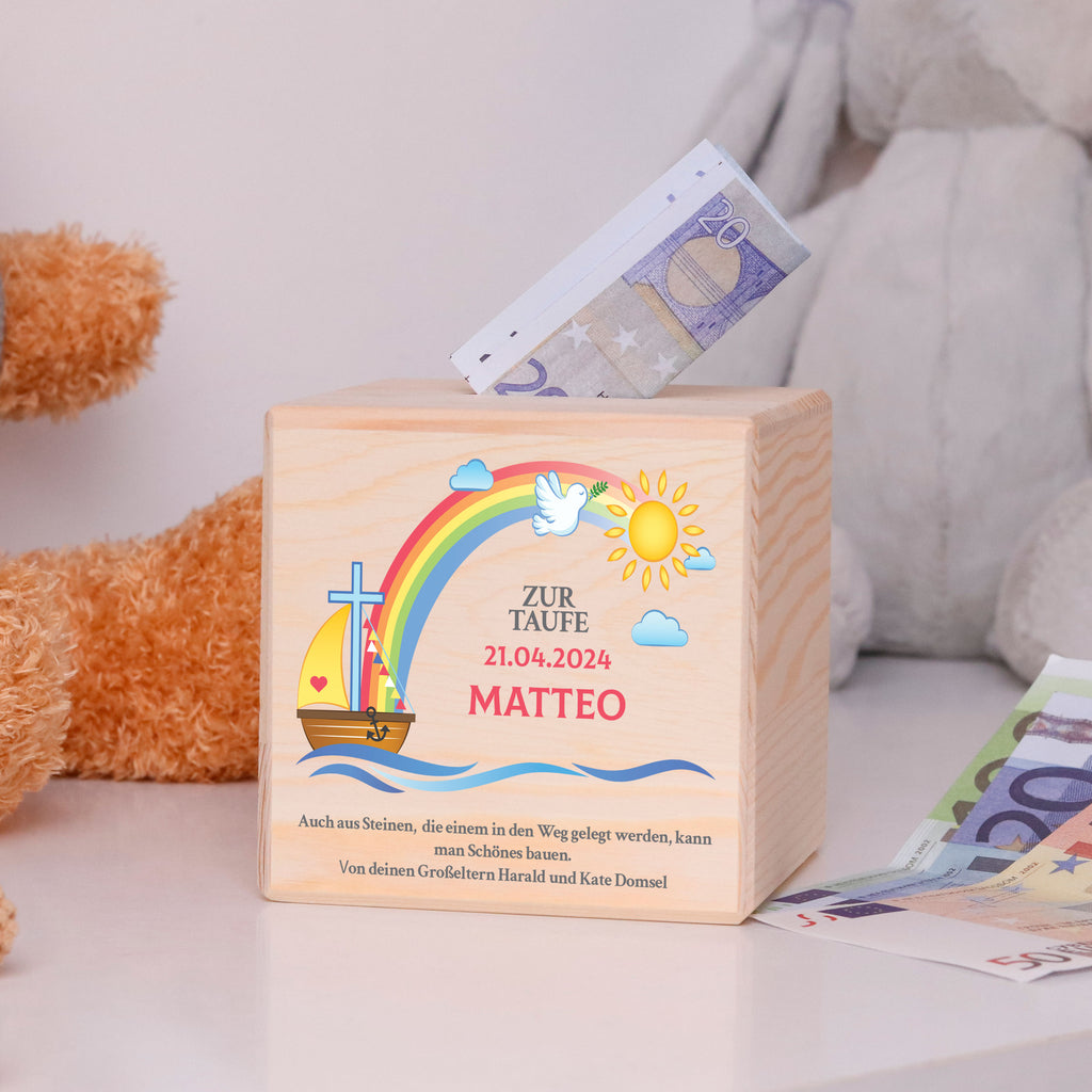 Kinder Spardose Personalisiert mit Namen - Regenbogen - Image 4