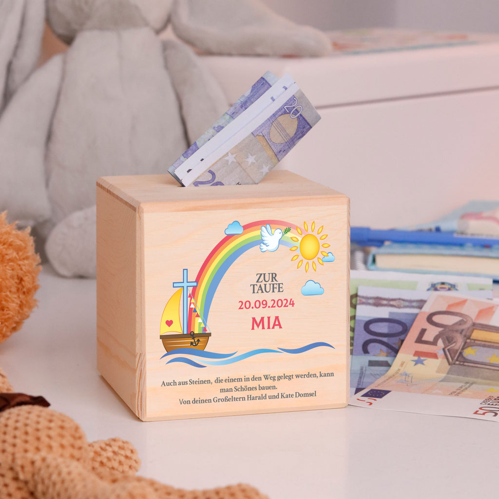 Kinder Spardose Personalisiert mit Namen - Regenbogen - Image 8