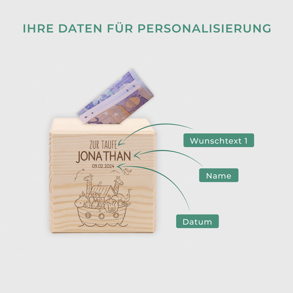 Kinder Spardose Personalisiert mit Namen - Arche Noah - Image 3