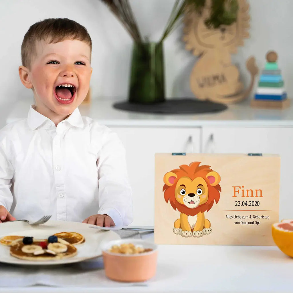 Kinderbesteck personalisiert mit Namen - Besteckset Löwe Motiv - Image 2