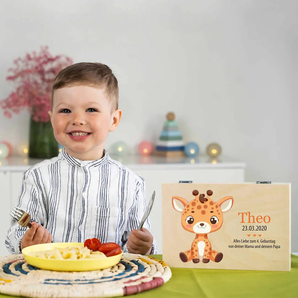 Kinderbesteck personalisiert mit Namen - Besteckset Giraffe Motiv - Image 2