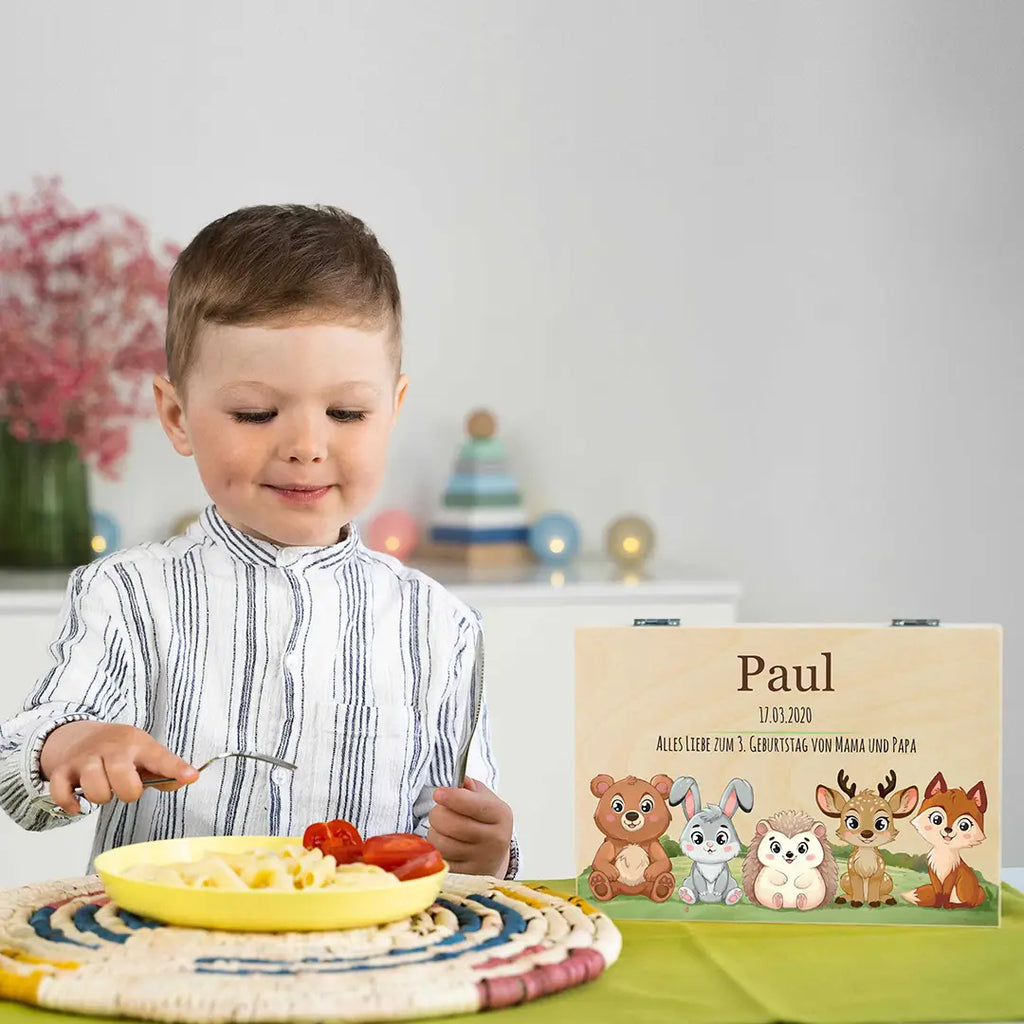 Kinderbesteck personalisiert mit Namen - Besteckset Waldtiere Motiv - Image 2