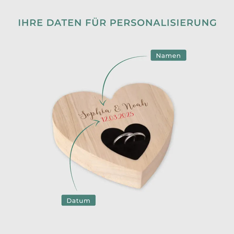 Personalisiertes Ringkissen zur Hochzeit & Verlobung mit Namen & Datum - Image 3
