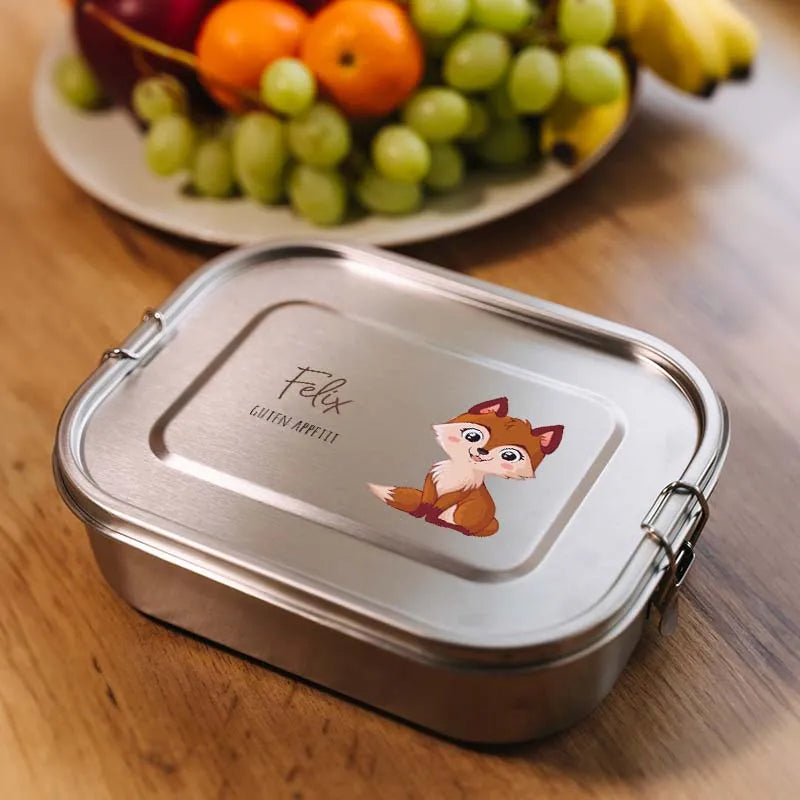 Personalisierte Brotdose mit Name - Fuchs