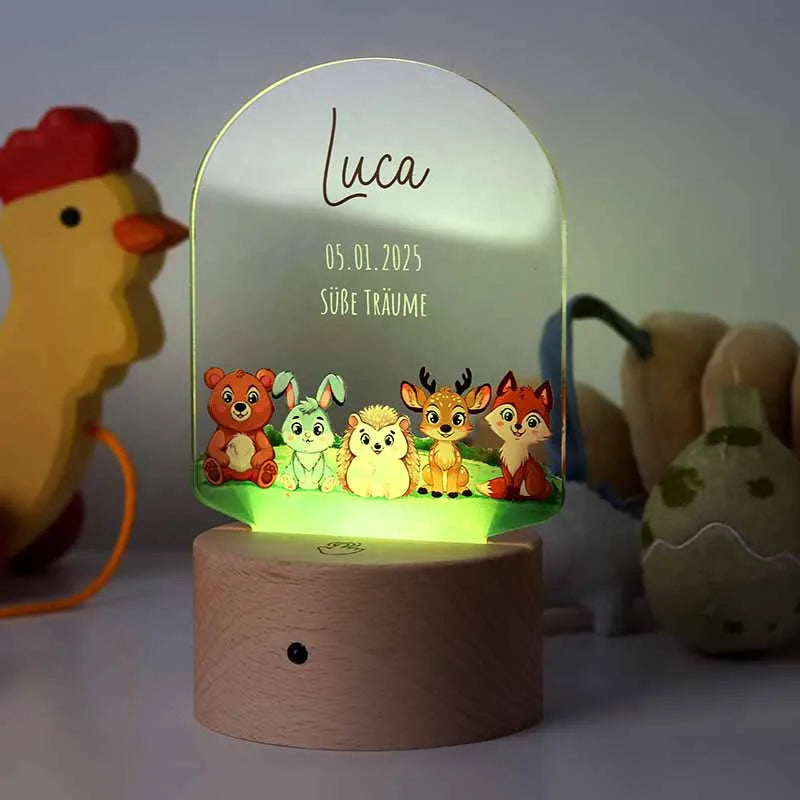 LED Kinder Nachtlicht - Personalisiert - Schlummerlicht Baby mit Namen | Waldtiere 3D Lampe - Image 12