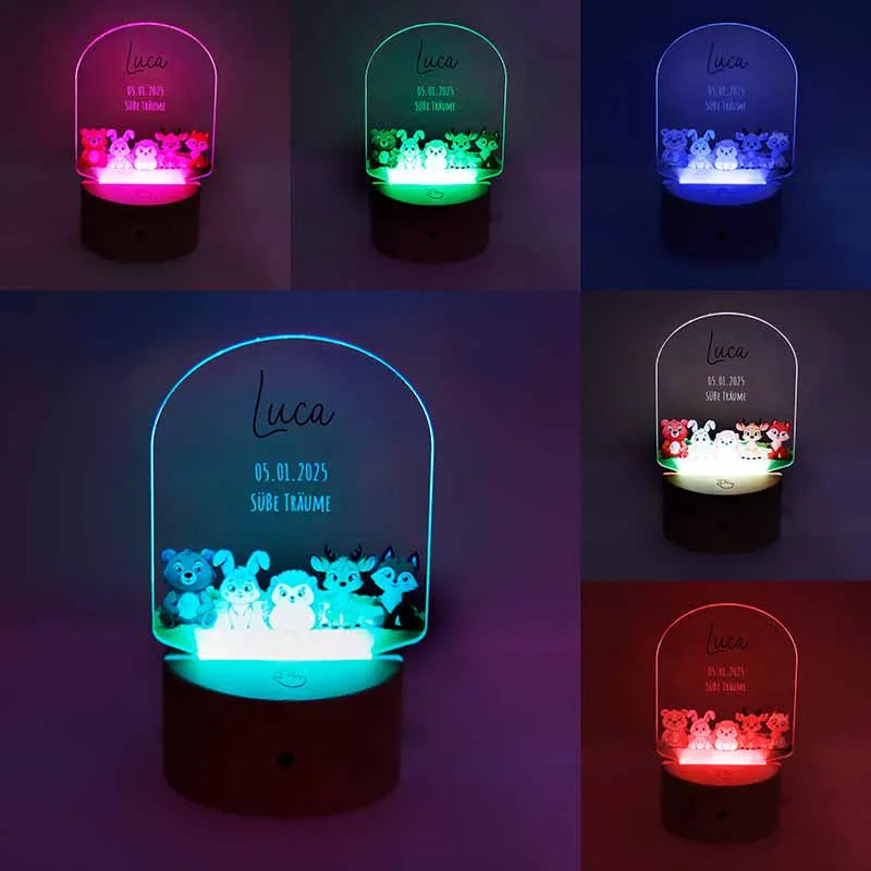 LED Kinder Nachtlicht - Personalisiert - Schlummerlicht Baby mit Namen | Waldtiere 3D Lampe - Image 8