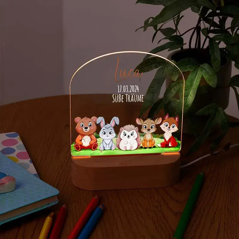 LED Kinder Nachtlicht - Personalisiert - Schlummerlicht Baby mit Namen | Waldtiere 3D Lampe - Image 9