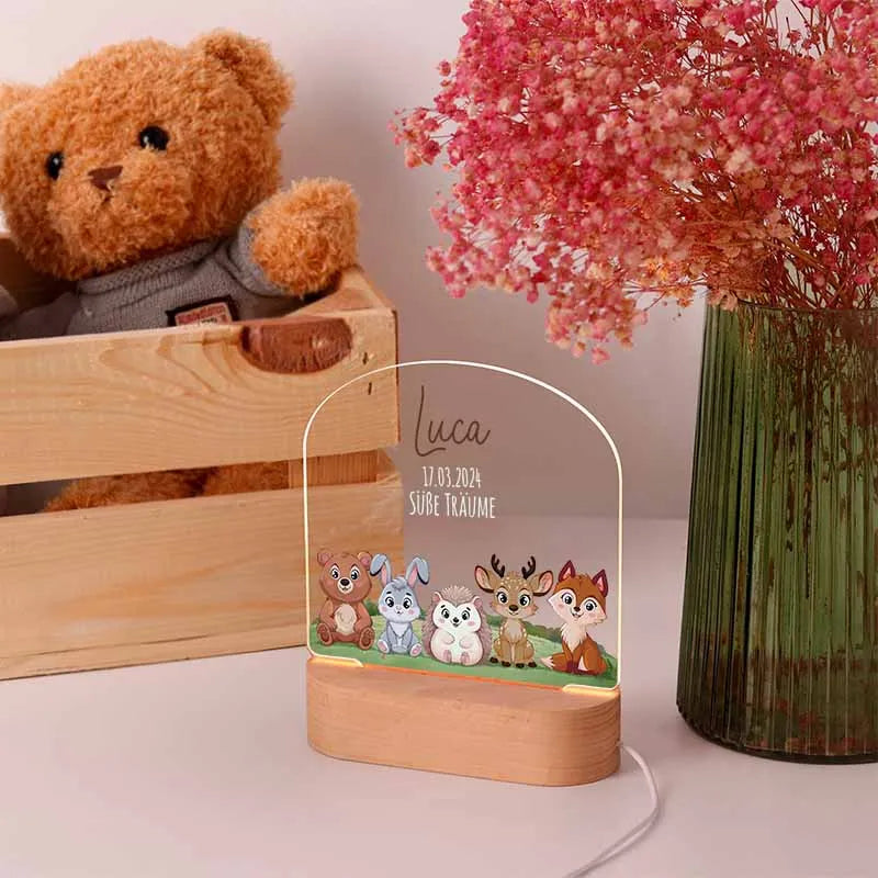 LED Kinder Nachtlicht - Personalisiert - Schlummerlicht Baby mit Namen | Waldtiere 3D Lampe - Image 7